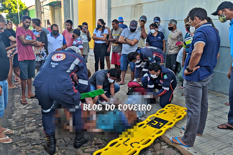 Equipes do Samu e profissionais lotados no Hospital Estadual Joaquim Vieira de Brito, prestaram os primeiros socorros ao acidentado